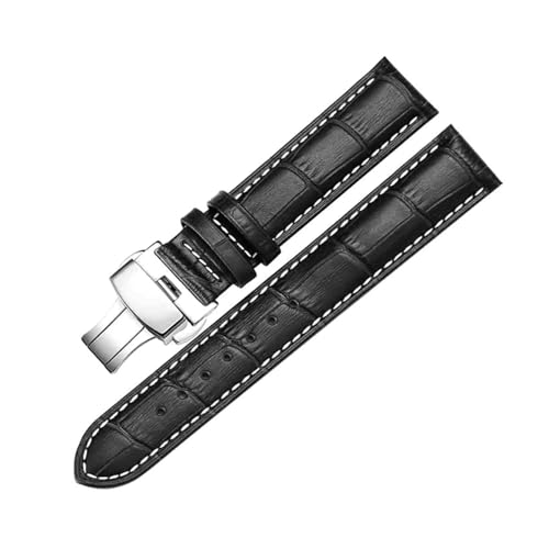 PUCHEN Lederarmband 14mm – 24mm Herrenuhrenarmband Herrenuhrenzubehör mit Edelstahl-Schmetterlingsschließe, 20mm von PUCHEN