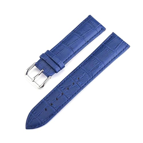 PUCHEN Mehrfarbige Leder-Uhrenarmbänder für Herren/Damen, Ersatzarmband, 10–24mm, Uhrenzubehör, Blau, 15mm von PUCHEN