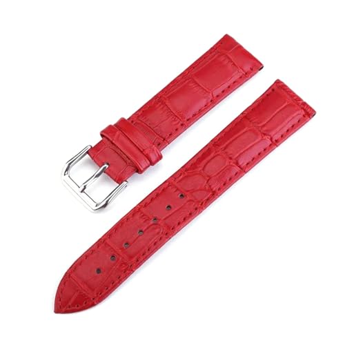 PUCHEN Mehrfarbige Leder-Uhrenarmbänder für Herren/Damen, Ersatzarmband, 10–24mm, Uhrenzubehör, Rot, 15mm von PUCHEN