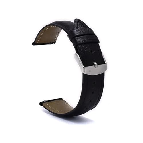 PUCHEN Straußenmuster Leder Uhrenarmbänder 18mm 20mm 22mm Uhrenarmband Herrenuhr Ersatzarmband, Schwarz, 20mm von PUCHEN