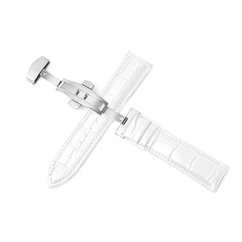 PUCHEN Uhrenarmband aus Leder, 12mm – 24mm, Ersatzarmband, Uhrenzubehör mit Butterfly-Schnalle, Weiß, 14mm von PUCHEN