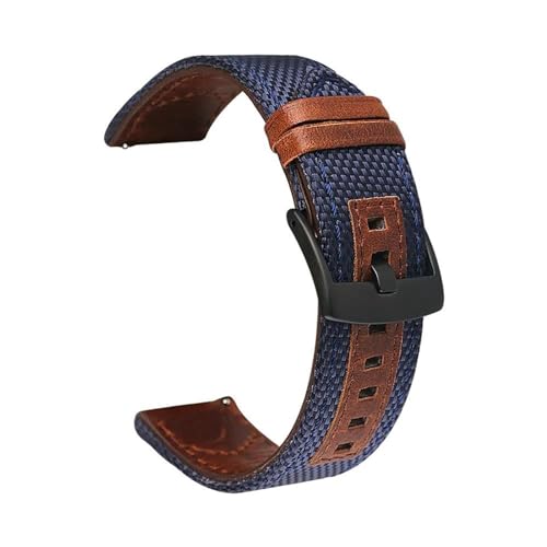 PUCHEN Uhrenarmband aus Leder + Nylon, 20mm, 22mm, 24mm, Ersatzarmband für Herrenuhren, Blau, 20mm von PUCHEN