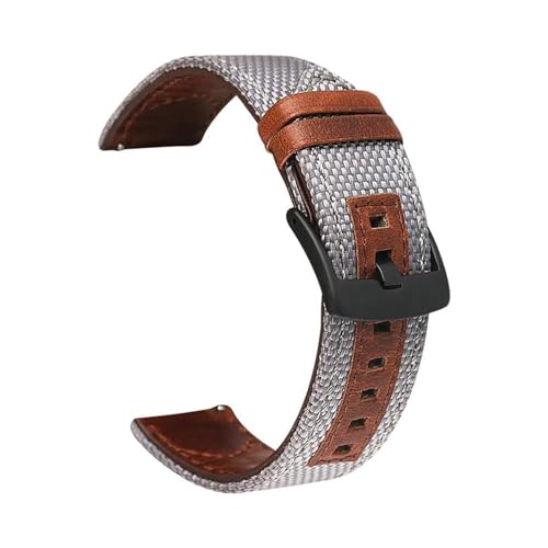 PUCHEN Uhrenarmband aus Leder + Nylon, 20mm, 22mm, 24mm, Ersatzarmband für Herrenuhren, Grau, 20mm von PUCHEN