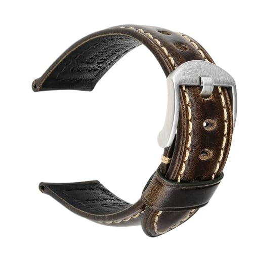 PUCHEN Vintage-Leder-Uhrenarmband, 18mm – 26mm, braun/schwarze Uhrenarmbänder für Herrenuhren-Zubehör, 19mm von PUCHEN