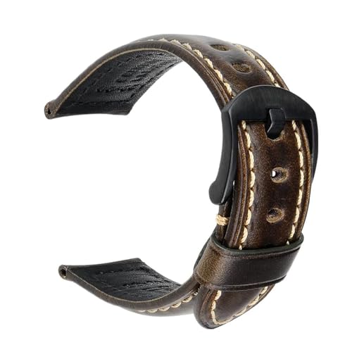 PUCHEN Vintage-Leder-Uhrenarmband, 18mm – 26mm, braun/schwarze Uhrenarmbänder für Herrenuhren-Zubehör, 20mm von PUCHEN