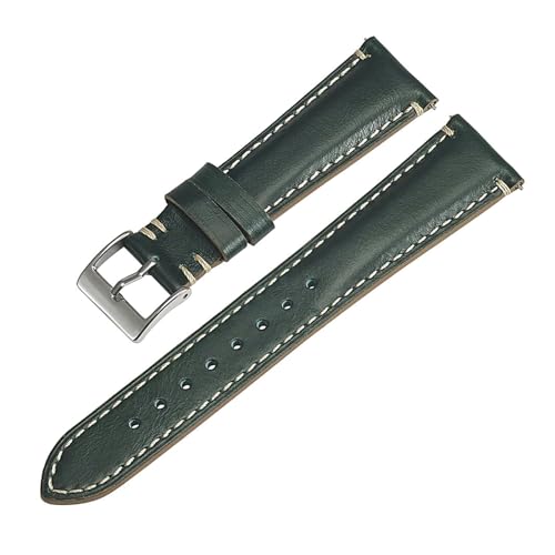 PUCHEN Vintage Leder Uhrenarmband 20mm 22mm 24mm Schnellverschluss Dornschließe Herrenuhr Ersatzarmband, Grün, 22mm von PUCHEN