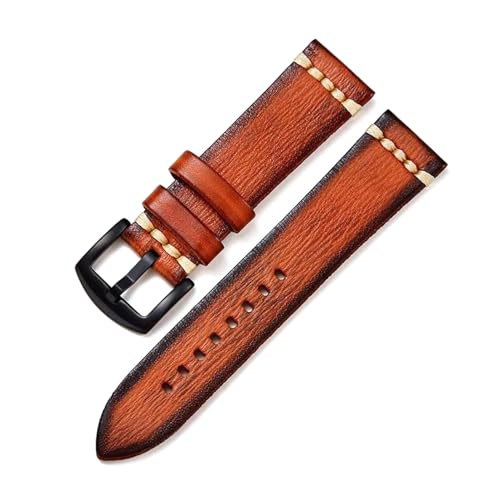 PUCHEN Vintage Leder Uhrenarmband Handgefertigtes Uhrenarmband 18mm 20mm 22mm 24mm Herrenuhr Zubehör, 18mm von PUCHEN