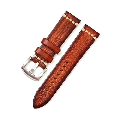 PUCHEN Vintage Leder Uhrenarmband Handgefertigtes Uhrenarmband 18mm 20mm 22mm 24mm Herrenuhr Zubehör, 20mm von PUCHEN