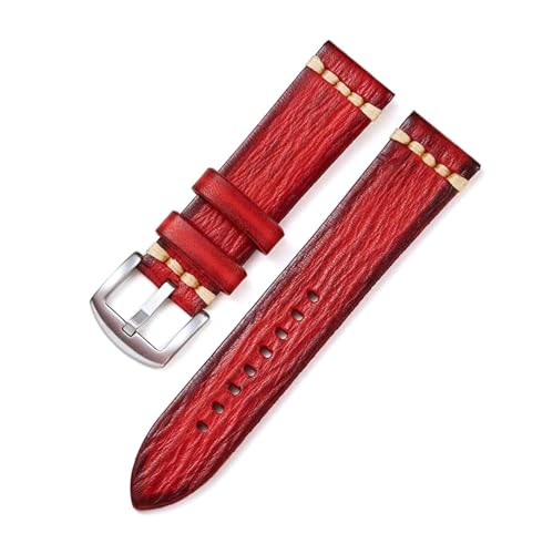 PUCHEN Vintage Leder Uhrenarmband Handgefertigtes Uhrenarmband 18mm 20mm 22mm 24mm Herrenuhr Zubehör, 24mm von PUCHEN