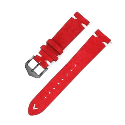 PUCHEN Vintage Wildleder Uhrenarmband 20mm 22mm Uhr Ersatzarmband Herrenuhr Zubehör, Rot, 20mm von PUCHEN