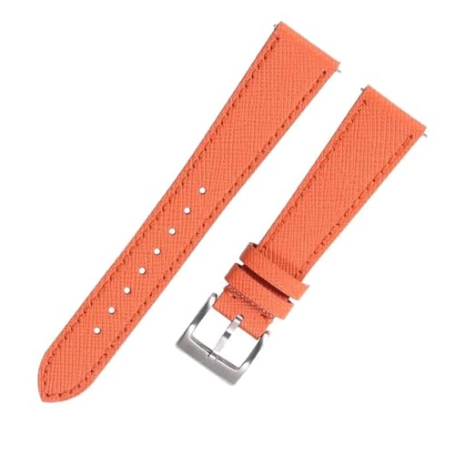 PUCHEN Vintage genähtes Leder-Uhrenarmband, Schnellverschluss-Uhrenarmband, 18mm, 20mm, Uhren-Ersatzarmband, Orange, 18mm von PUCHEN