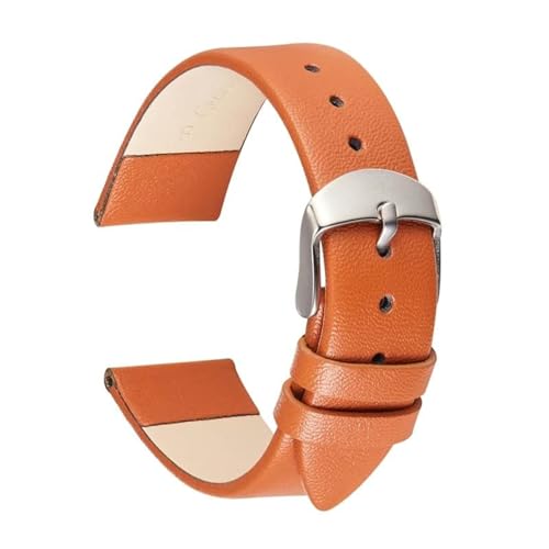 PUCHEN Weiches Lederarmband für Damenuhr, 14mm, 16mm, 18mm, 20mm, 22mm, dünnes Damenarmband, Orange, 20mm von PUCHEN