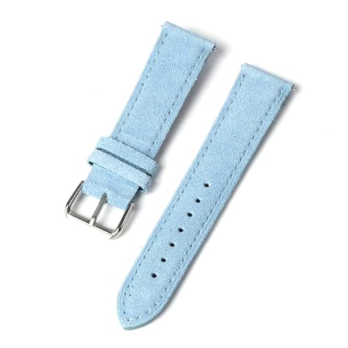 PUCHEN Weiches Wildleder-Uhrenarmband, 18mm, 20mm, 22mm, 24mm, Schnellverschluss-Ersatzarmband, Hellblau, 24mm von PUCHEN