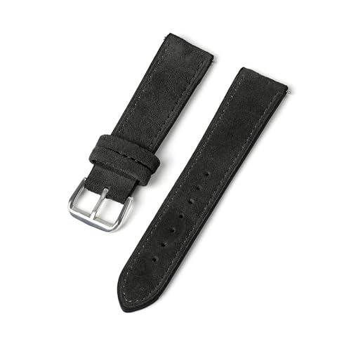 PUCHEN Weiches Wildleder-Uhrenarmband, 18mm, 20mm, 22mm, 24mm, Schnellverschluss-Ersatzarmband, Schwarz, 20mm von PUCHEN