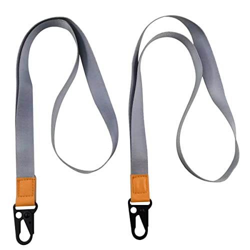 PUERHUACI Lanyard,Coole Lanyard für Schlüssel,Dunkelgrau 2 Stück lang Nackenband Schlüsselband,Umhängeband Schlüsselband Neck Lanyard strip mit und Echtem Leder ID Lanyard von PUERHUACI