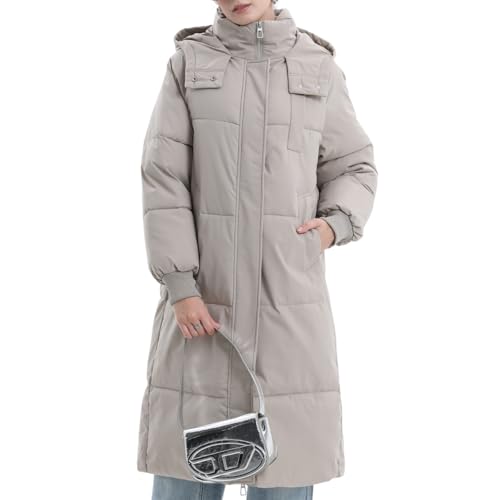 PUFFIT Damen Winter Mantel mit Kapuze Warmer Wasserdicht Lang Jacke Steppmantel Female von PUFFIT