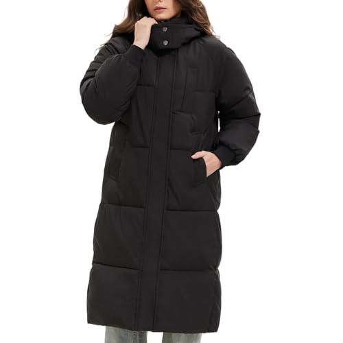 PUFFIT Damen Winter Mantel mit Kapuze Warmer Wasserdicht Lang Jacke Steppmantel Female von PUFFIT