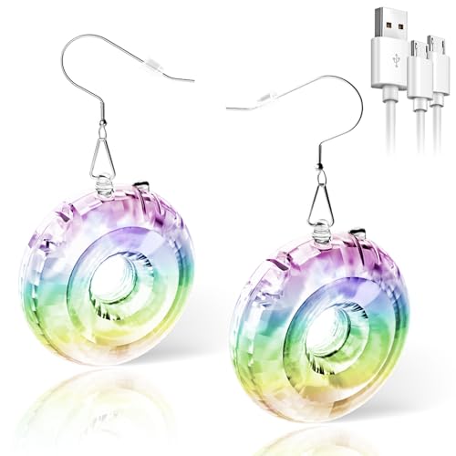 LED Disco Hoop Ohrringe - Blinkende Creolen mit 16 Modus & 7 Farben - USB Aufladbar Leuchtend Ohrschmuck für Damen Party Festival Karneval Geschenkbox von PUFIER