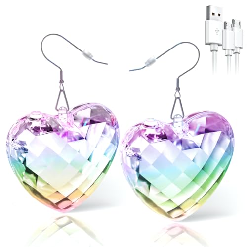 Led Heart Disco ohrringe 8 RGB Licht Projektion Licht Ohrringe für Frauen Wiederaufladbare LED Ohrringe Disco Ball Zubehör von PUFIER