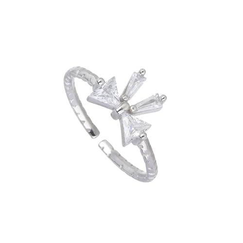 PUGEOAMN Mode Weiße Bowknot Zirkonringe Offener Ringe Schmuck Für Weibliche Käufer Verstellbare Öffnung Für Vielseitige Passform PUGEOAMN Mode Weiße Bowknot Zirkonringe Offener Ringe Schmuck Für Weibliche Käufer Verstellbare Öffnung Für Vielseitige Passform von PUGEOAMN
