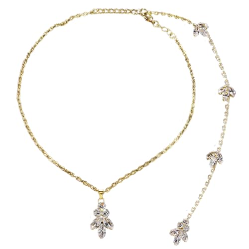 Strasssteine ​​Hintergrund Halskette Für Rückenfreie Kleid Frauen Braut Rücken Halskette Langes Tropfen Rückenketten Körperschmuckzubehör von PUGEOAMN