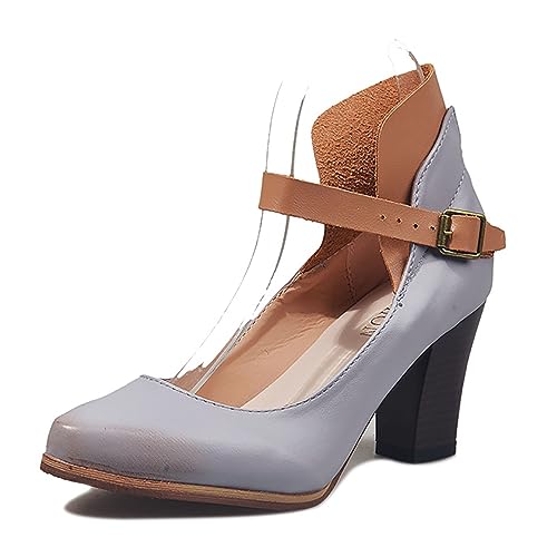 Damen-High-Heels mit klobigem Absatz, spitzer Zehenbereich, klobiger Absatz, High-Heels, Party-Schuhe von PUIOKA