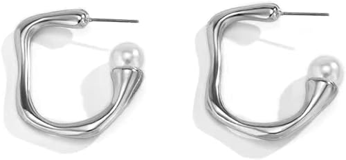 Modische Ohrringe, Ohrringe, Ohrringe, Kreis, runde Creolen for Frauen und Mädchen (Farbe: Gold, Größe: A) (Color : Silver) von PUJIANA