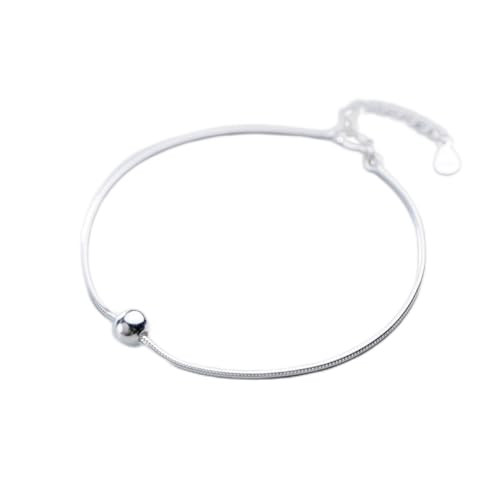 PUJIANA Zierliches Knöchel-Armband – 925er Sterlingsilber, modische Perlen, Schlangenkette, Fußkettchen, Armband for Frauen, Ehefrau (Farbe: Fußkettchen, Größe: 7 8 Zoll) von PUJIANA