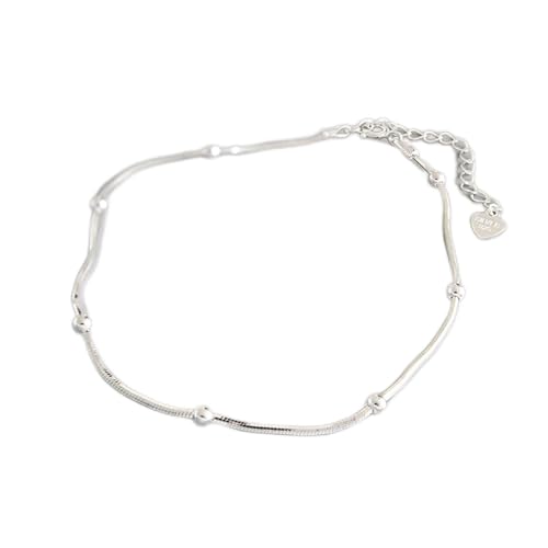 Zierliches Knöchel-Armband – echtes 925er Sterlingsilber, süßes modisches Schlangenketten-Armband, Fußkettchen for Frauen, Sterling-Silber-Schmuck, Geschenk (Farbe: Fußkettchen, Größe: 16 cm)(Bracelet von PUJIANA
