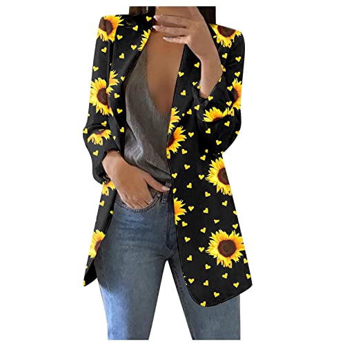 PULASSI Laufjacke Damen AtmungsaktivCardigan Women's Polyester Beach Grosse Groessen Cardigans Leichter Frühlingse Cardigan Frau Lockeres Langarmgr Sonnenblume V Neck Cothic von PULASSI