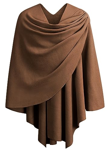 PULI Damen Poncho Schal Cashmere Feeling Strick Cape Cardigan Für Frauen Geschenk Für Mutter Karamell von PULI