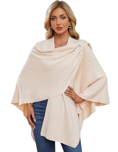 PULI Damen Poncho Schal Cashmere Feeling Strick Cape Cardigan Für Frauen Geschenk Für Mutter Leinen von PULI