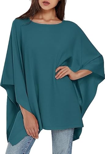 PULI Damen Pullover Poncho Elegant Viskose Strick Locker sitzend Poncho Schal von PULI