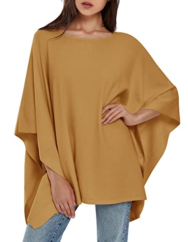 PULI Damen Pullover Poncho Elegant Viskose Strick Locker sitzend Poncho Schal von PULI