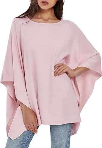 PULI Damen Pullover Poncho Elegant Viskose Strick Locker sitzend Poncho Schal von PULI