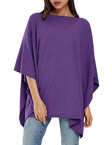 PULI Damen Pullover Poncho Elegant Viskose Strick Locker sitzend Poncho Schal von PULI