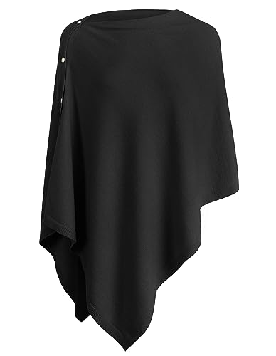 PULI Damen Schal Poncho Decke Cape Cardigan Kaschmir/Kaschmir Wickelschal für Frühling Sommer Herbst, Schwarz, Gr. Einheitsgröße von PULI