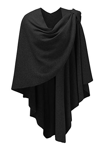 PULI Damen Sweatshirt Strickschal vorne kreuzen Poncho Decke Cape Cardigan Wickelschal , 1-schwarz, Gr. Einheitsgröße von PULI