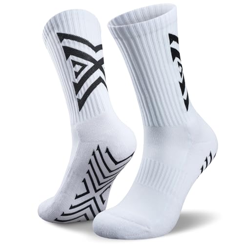 Fußball Socken 2 Paar Fußball Socken Unisex Socken Anti-Rutsch Design Universal Skala 39-46 Baumwolle Fußball Socken Männer Tape Design Fußball Socken Männer von PULIOU