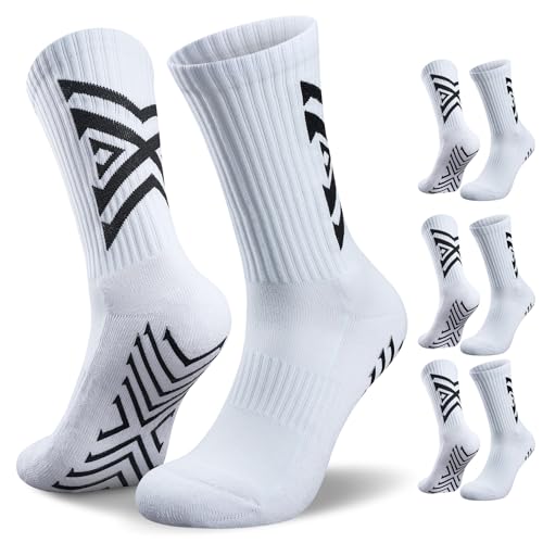 Fußball Socken 2 Paar Fußball Socken Unisex Socken Anti-Rutsch Design Universal Skala 39-46 Baumwolle Fußball Socken Männer Tape Design Fußball Socken Männer von PULIOU