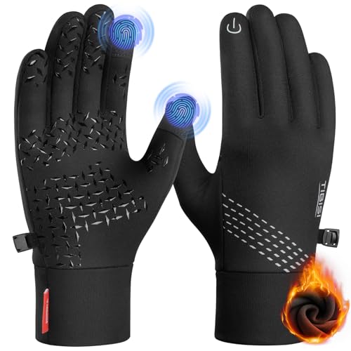 PULIOU Handschuhe Herren Damen Winter Warme Fahrradhandschuhe Winterhandschuhe Fahrrad Handschuhe Sporthandschuhe Laufhandschuhe Touchscreen Winddichte rutschfest Elastisch von PULIOU