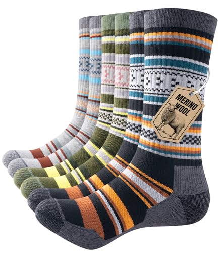 PULIOU Merino Socken Thermosocken Herren Damen Wandersocken Dicke Merinowolle Outdoor Trekkingsocken Anti-Blasen Arbeitssocken Wintersocken,3 Paar von PULIOU