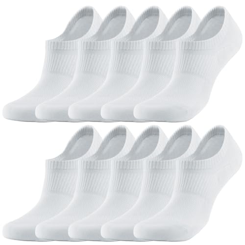 PULIOU Sneaker Socken Herren Damen 10 Paar, Sportsocken Herren Socken Baumwolle Atmungsaktiv Kurze StrüMpfe Socken Damen 35-38 Weiße von PULIOU