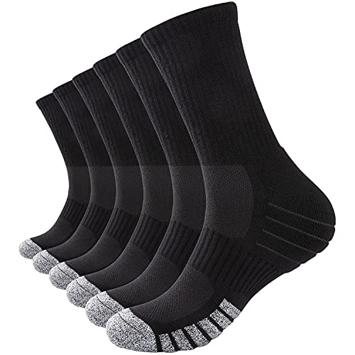 PULIOU Socken Herren Damen 43-46 39-42 Winter Warme Thermosocken Wandersocken Sportsocken Gepolsterte Baumwolle Trekkingsocken Laufsocken Atmungsaktiv Arbeitssocken 6 Paar, L09-Schwarz 47-50 von PULIOU