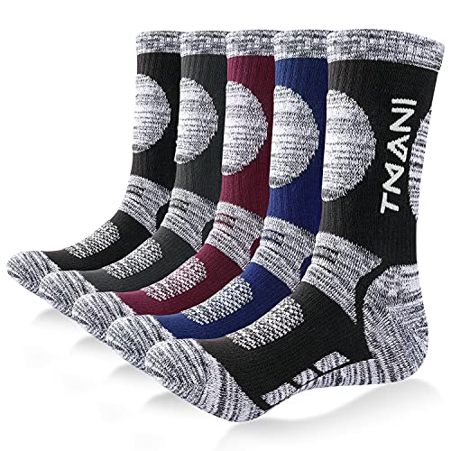 PULIOU Socken Herren Damen 43-46 39-42 Winter Warme Thermosocken Wandersocken Sportsocken Gepolsterte Baumwolle Trekkingsocken Laufsocken Atmungsaktiv Arbeitssocken 5 Paar, A11-XL von PULIOU