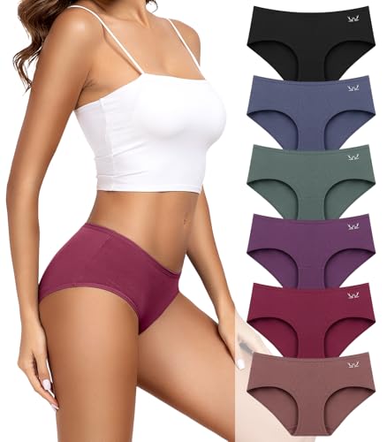 PULIOU Unterhosen Damen Baumwolle Stretch Unterwäsche Frauen Slips Mittel Taille Atmungsaktiv Panties Hipster Mehrpack 6er Pack, Dunkle-2 XL von PULIOU