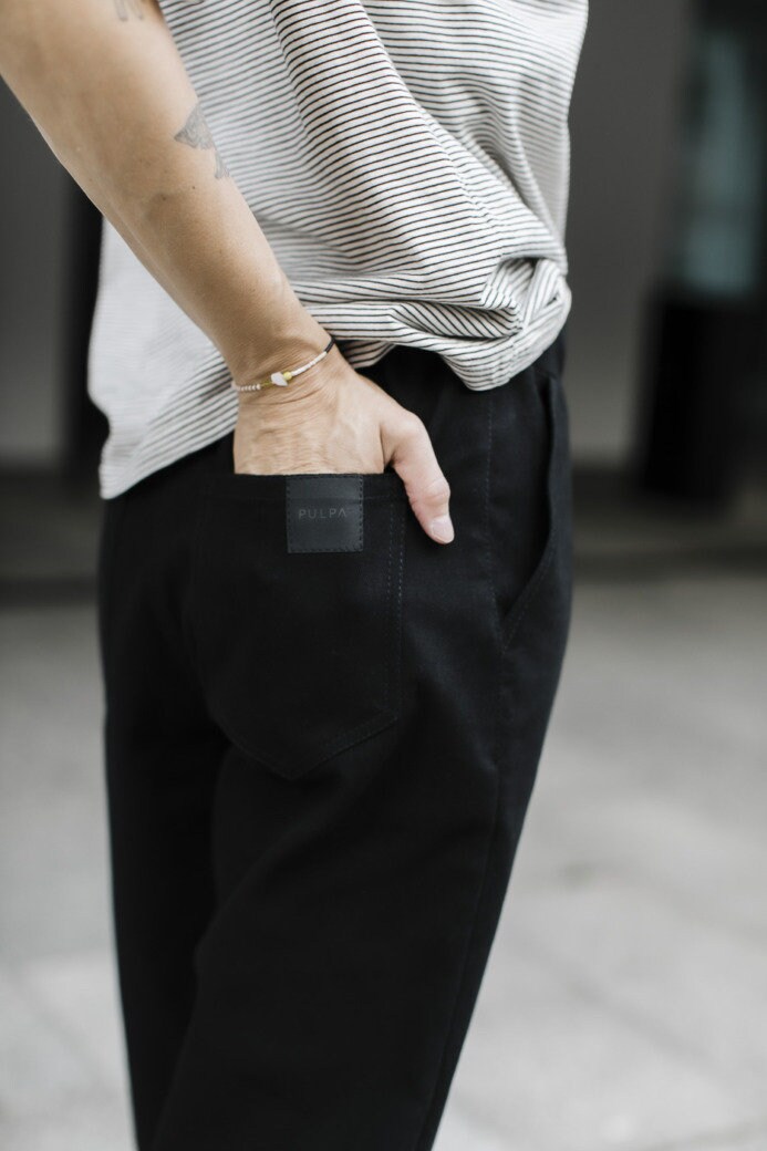 Hohe Taille Schwarze Jeanshose Baumwollhose Hi Comfy von PULPAdesign