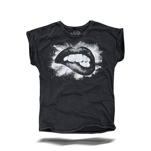 Bite My Lips T-Shirt – Black Vintage | Stylisches Statement-Shirt | Handbedruckt im Siebdruck | Hochwertige Streetwear | XS bis 3XL | XS Bite My Lips T-Shirt – Black Vintage | Stylisches Statement-Shirt | Handbedruckt im Siebdruck | Hochwertige Streetwear | XS bis 3XL | XS von PULVER & BLEI
