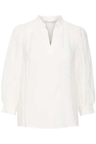 PULZ JEANS PZMIRA Damen Bluse 3/4-Arm Bluse V-Ausschnitt Regular fit, Größe:M, Farbe:Cloud Dancer (114201) von PULZ JEANS