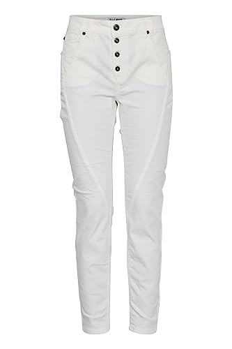 Pulz Jeans PZROSITA Damen Hose Stoffhose Baumwolle mit Stretch 5-Pocket-Style mit Knopfleiste Skinny-Fit, Größe:36, Farbe:Blanc de Blanc (114800) von Pulz Jeans